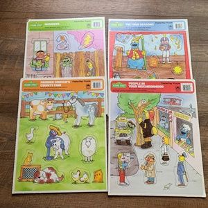 Lot of 4 Sesame Street Golden Frame Tray Puzzles